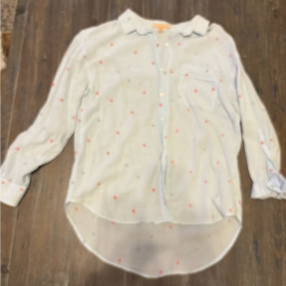 Gibson Latimer 100% Cotton button-up collared shirt with embroidered dots medium - Picture 1 of 7